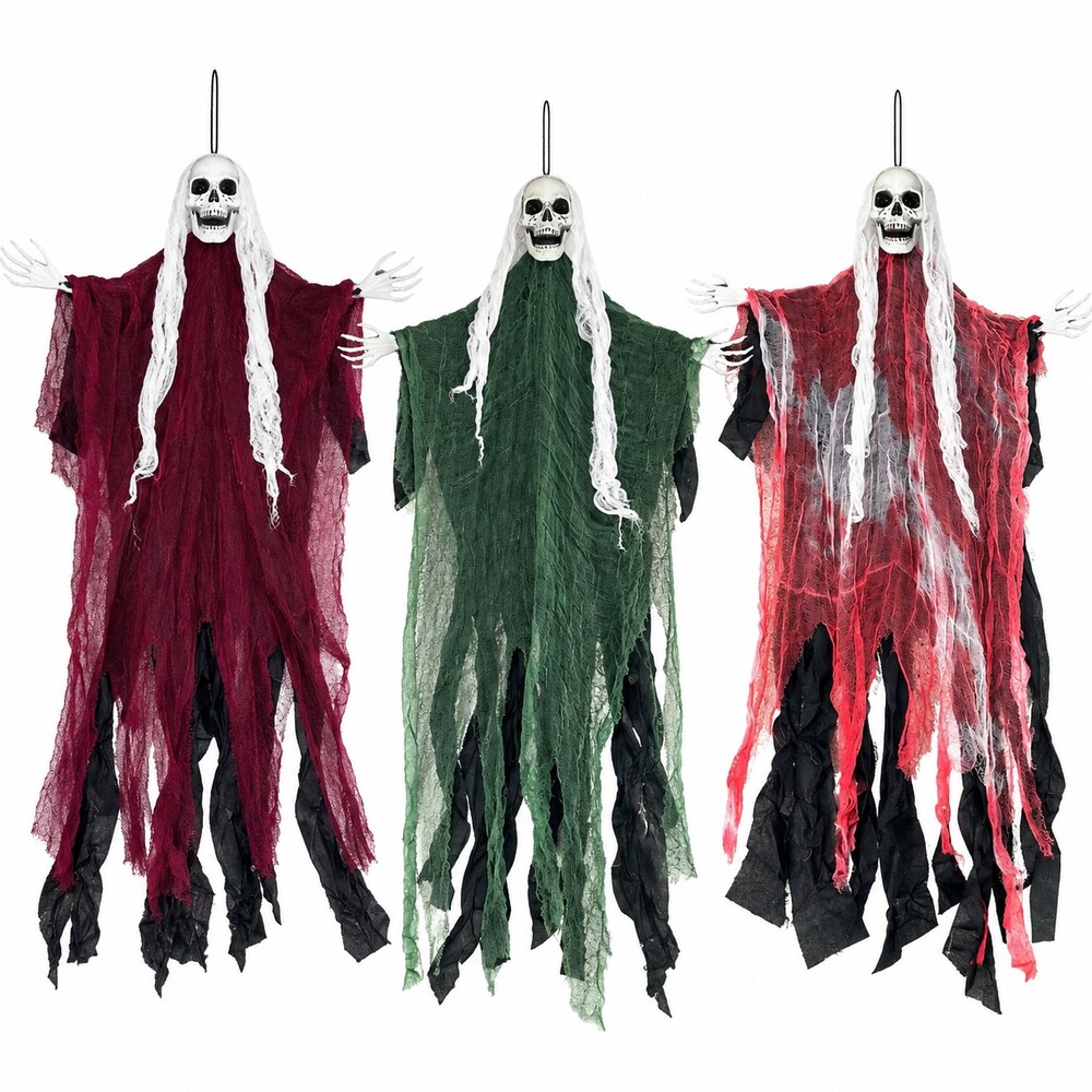 3 Pack Halloween Hanging Skeleton Ghost Grim Reaper Outdoor Indoor Decorations